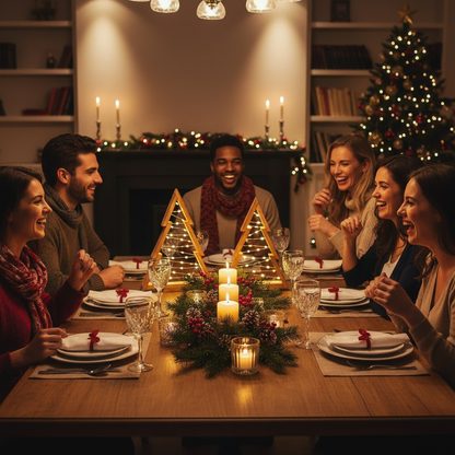 2Pcs/Set Handmade Wooden Christmas Tree with Lights Modern Farmhouse Centerpieces Decoration for Bedroom Tables Holiday Decor