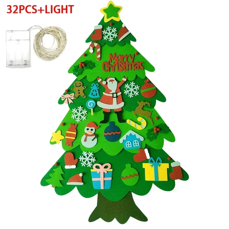 Kids DIY Felt Xmas Tree Set Christmas Home Decorations 2025 New Year Navidad Ornaments and Creative Gift Idea