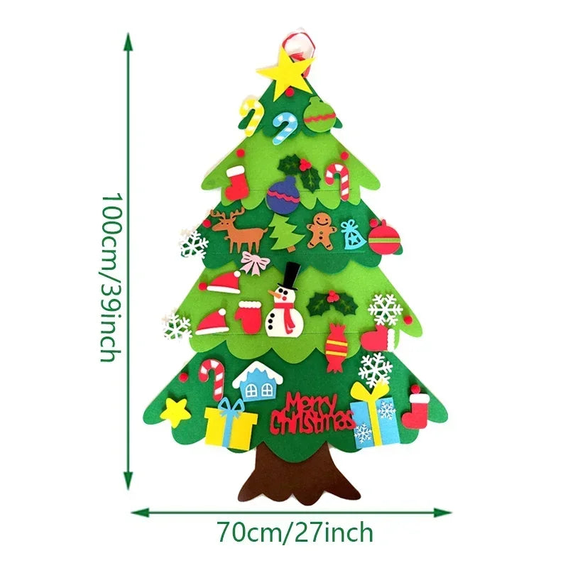 Kids DIY Felt Xmas Tree Set Christmas Home Decorations 2025 New Year Navidad Ornaments and Creative Gift Idea