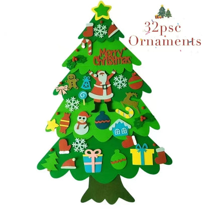 Kids DIY Felt Xmas Tree Set Christmas Home Decorations 2025 New Year Navidad Ornaments and Creative Gift Idea